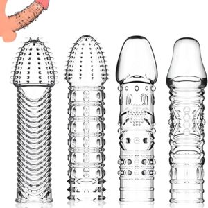 Reusable Penis Sleeves, Cock Condoms for Dildo Vibrator