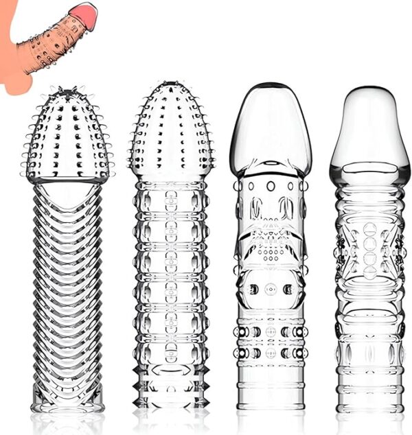 Reusable Penis Sleeves, Cock Condoms for Dildo Vibrator