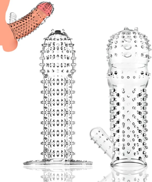 Reusable Penis Sleeves, Cock Sleeves Condoms for Dildo Vibrator Couple Penis