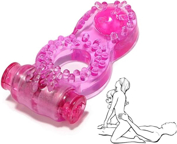 Male Vibrating Cock Rings with Pellet Clitoral Stimulator