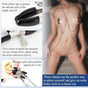 BDSM Sexy Nipple Clamps Pussy Clamps with Chain Non-Piercing